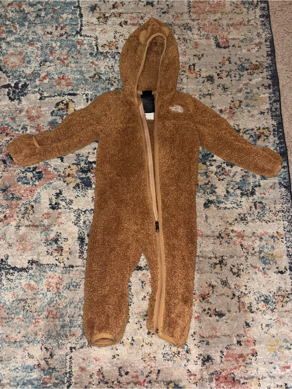 The North Face Kids Brown Sherpa Hooded One-Piece bunting